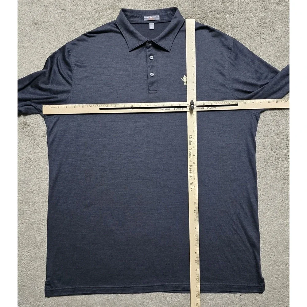 Peter Millar Wicking Mens 2XL Long Sleeve Merino Wool Polo Shirt US Open Semple